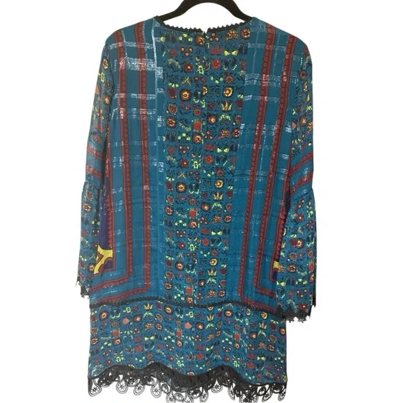 Anna Sui x Inc Womens Silk Blend Embroidered Bell Sleeve Whimsigoth Dress Medium - Picture 2 of 9